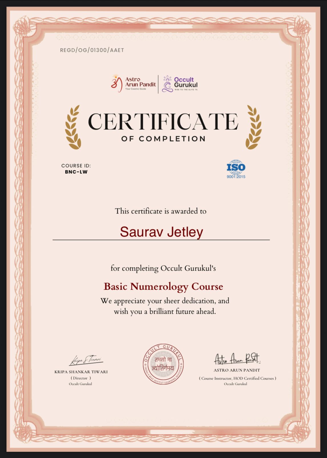 Captain Saurav Jetley Basic Numerology — Occult Gurukul