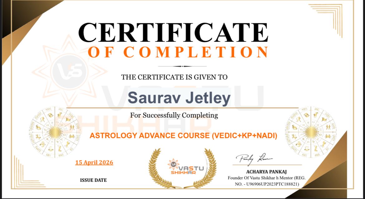 Captain Saurav Jetley Advanced Astrology Vedic KP Nadi — Vastu Shikhar, April 2026